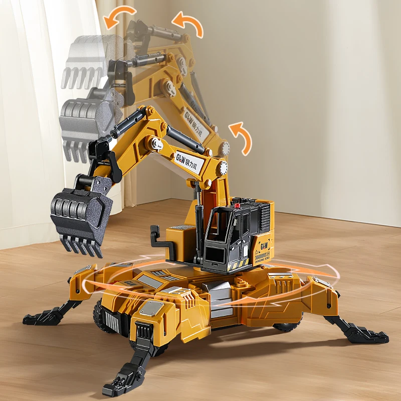 1:40 4 รูปแบบสี่ขารถบรรทุกเปลี่ยนวิศวกรรมยานพาหนะก่อสร้าง Alloy Crane Excavator ของเล่นเด็กของขวัญ