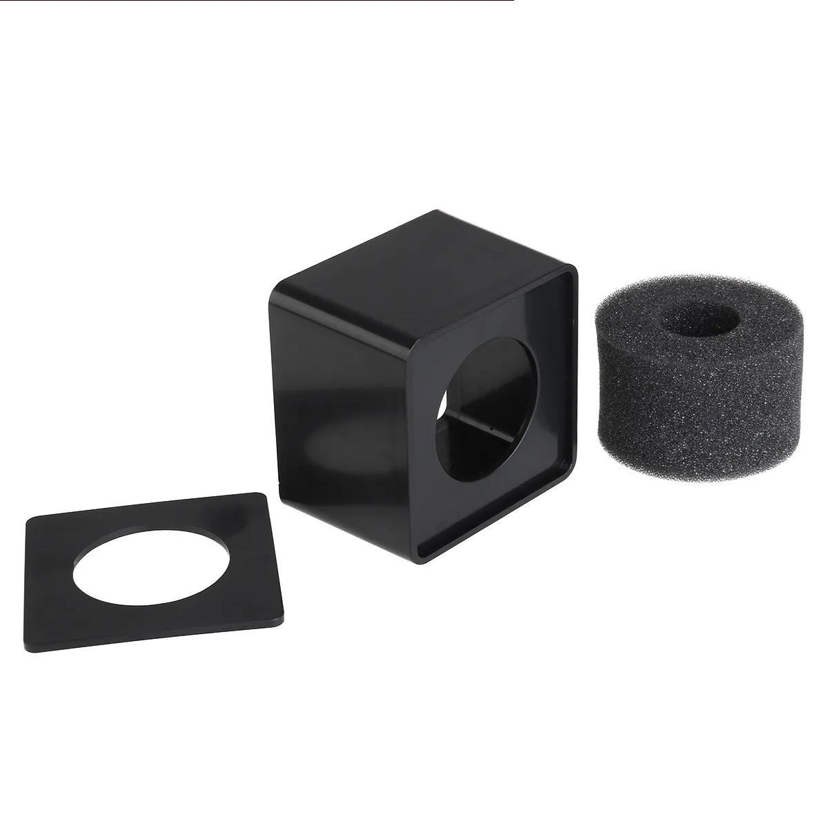 Portable Black ABS Microphone Station Logo Square Cube Shaped for Professional Interview Mic Engraved PVC Board Or Sticker