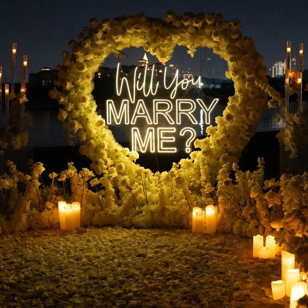 Custom Will You Marry Me? Neon Sign Wedding LED Neon Light Home Wall Decor Wedding Engagement Party Backdrop Decoration Signs