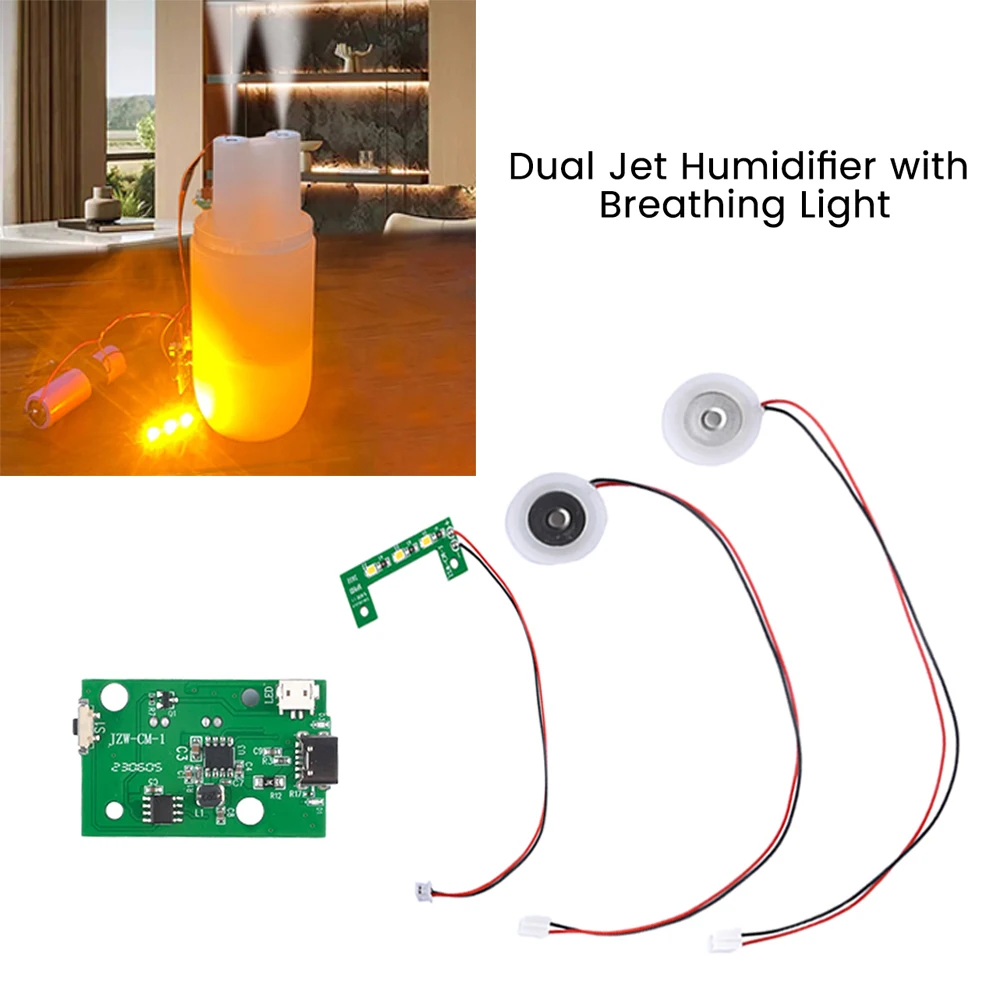 DC5V Large Mist Dual Spray Atomization Module With Breathing Light Type-C Humidifier Driving Circuit Board With Nebuliser