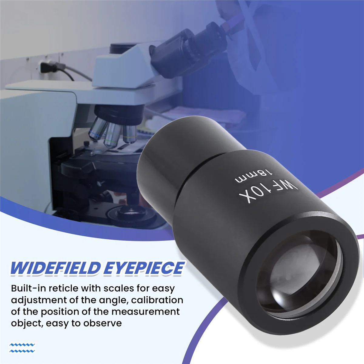 Aaa84 10x microscópio ocular grande angular lentes ópticas adaptador campo 18mm lente ocular profissional padrão