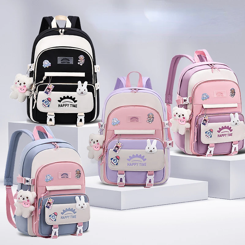 Kawaii Children's School Bags Primary Student Large Capacity Waterproof Schoolbag 2 Size Cute Backpacks for Kids Girls and Boys