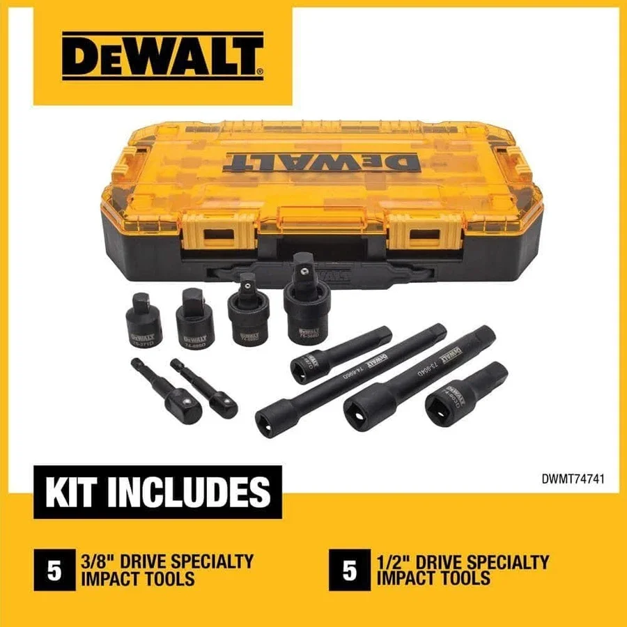 DEWALT 10 PCS Impact Driver Socket Adapter Set 3/8