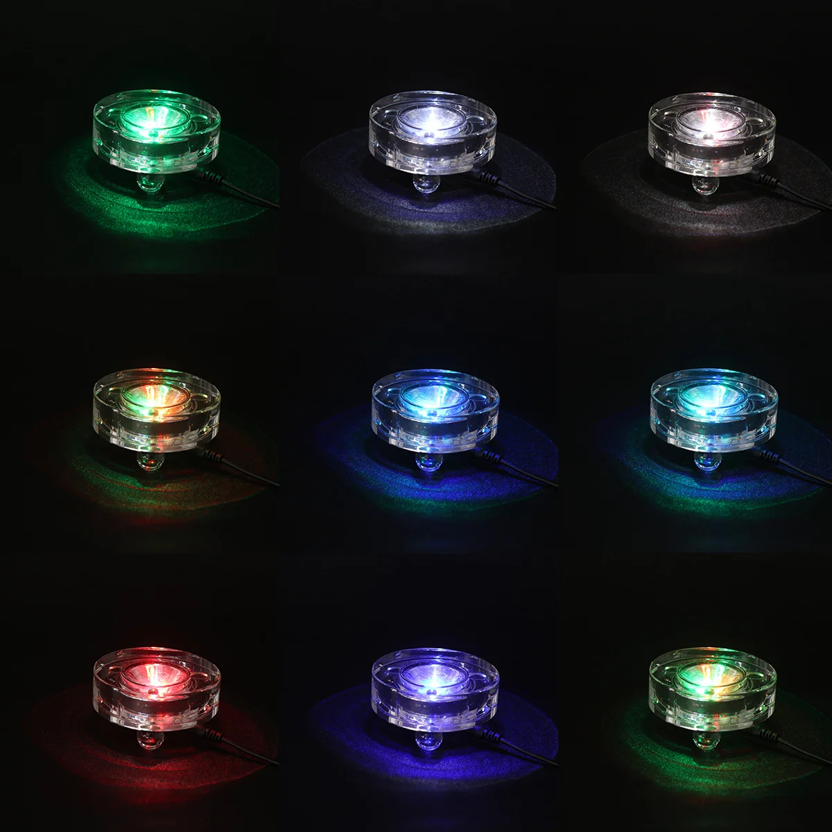 

Crystal Display Base with LED Lights Round Illuminated Stand for Crafts Glass Art USB Powered Living Room Bedroom Decor Store