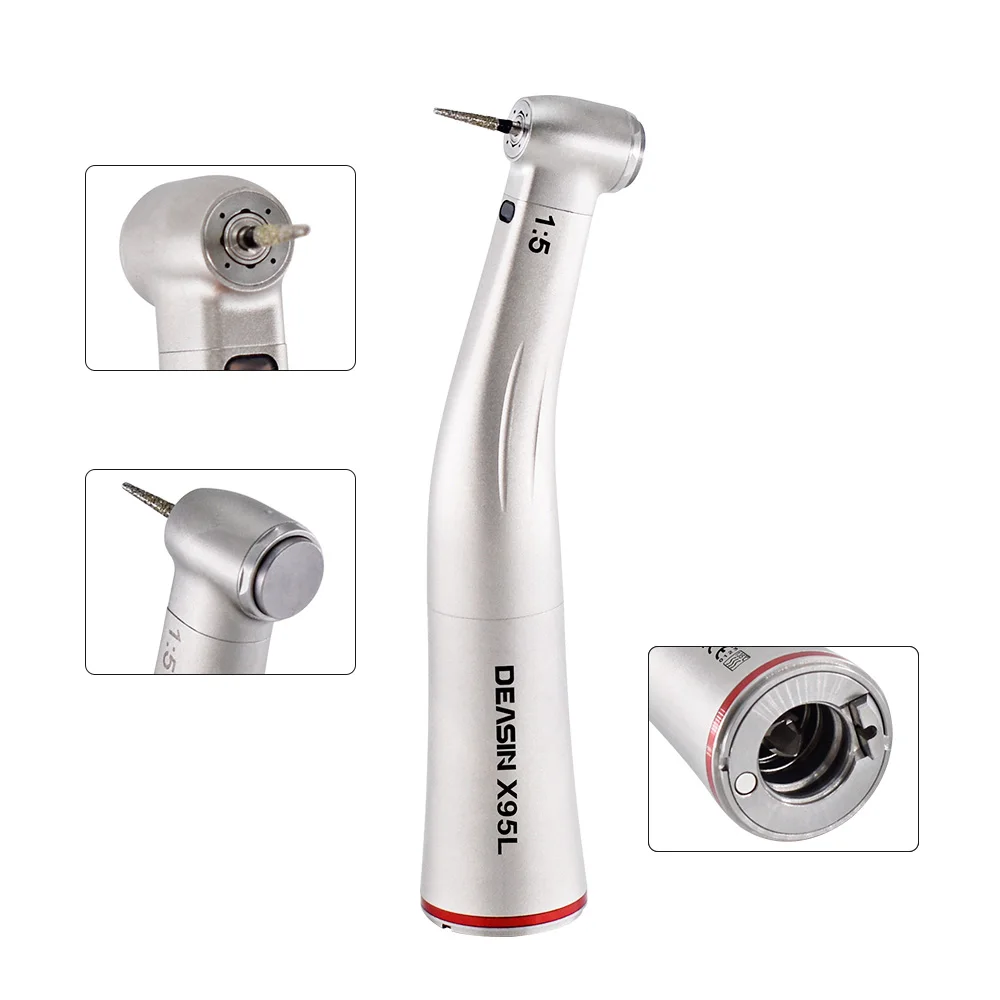 DEASIN Dental 1:5 Red Ring Contra Angle Interner Wasserspray Handstück mit niedriger Geschwindigkeit, zunehmend mit Glasfaser für E-Typ-Motor