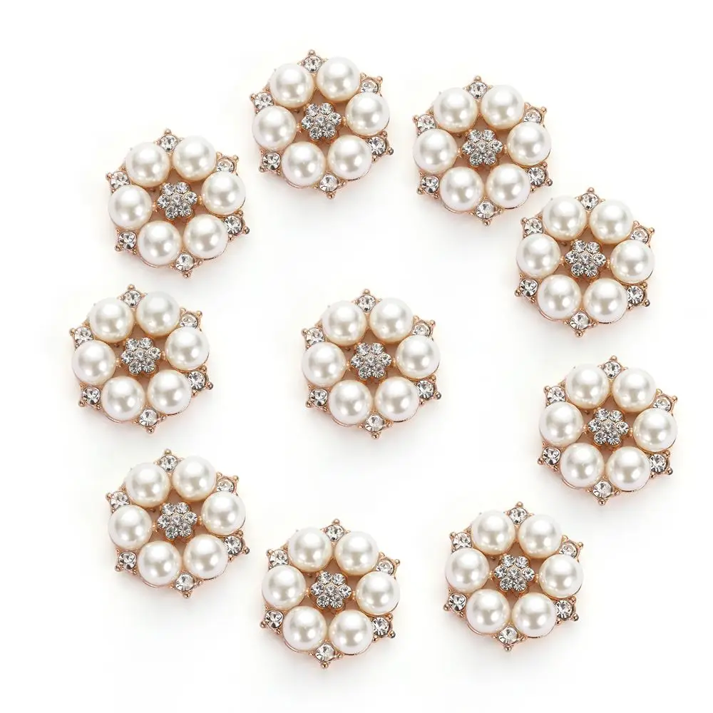 10Pcs Tool Crafts Scrapbooking Clothing Garment Decorative pearls Flower Rhinestone sewing button