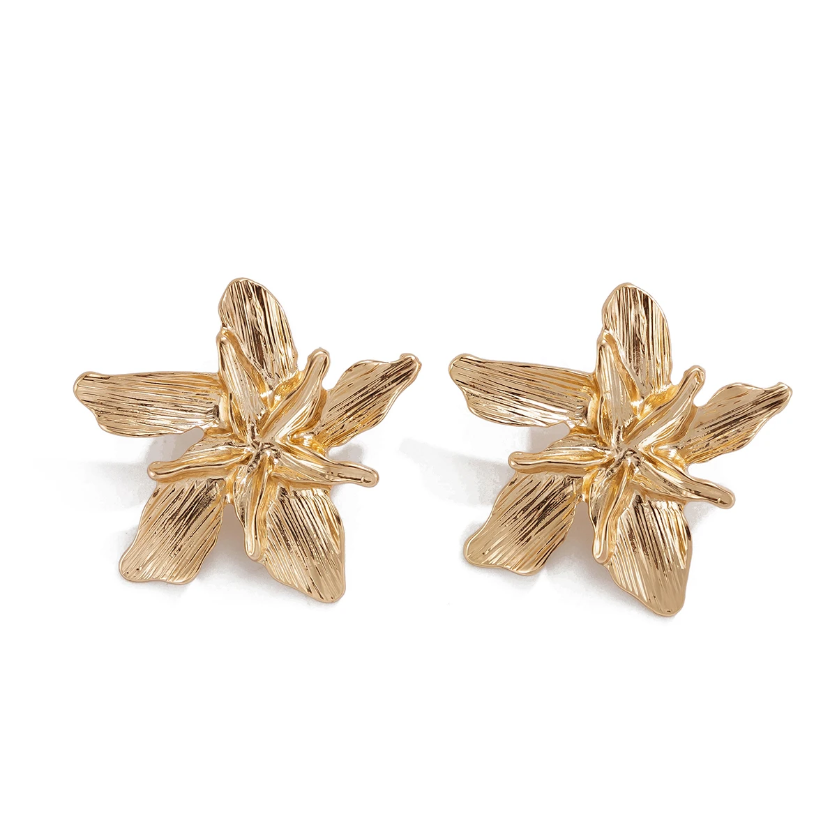 Ingemark Creative Geometric Metal Petal Flower Stud Earrings for Women Vintage Gold Color Piercing Earring Party Y2K Accessories