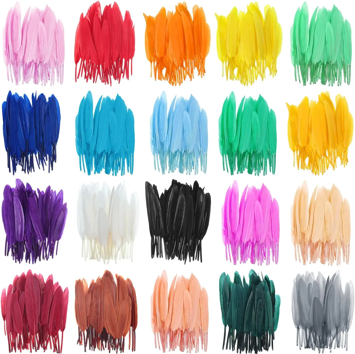 100pcs Assorted Colors Natural Goose Feathers 10-15cm/4-6 Inch  DIY Carnival Costume Headdress Mask Home Craft Decor Supplies