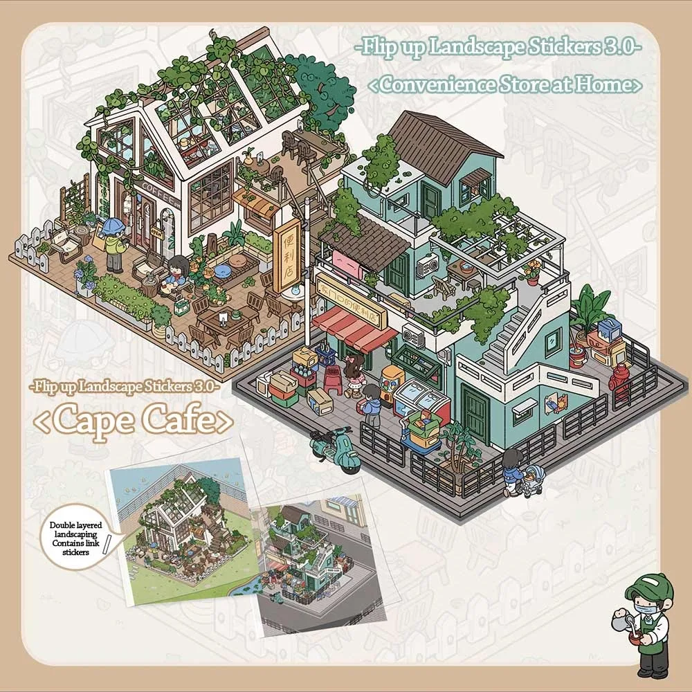 

Square Box Workshop Откидная обложка 3,0, миниатюрная коллекция наклеек, материал для скрапбукинга, ландшафтные наклейки, книга