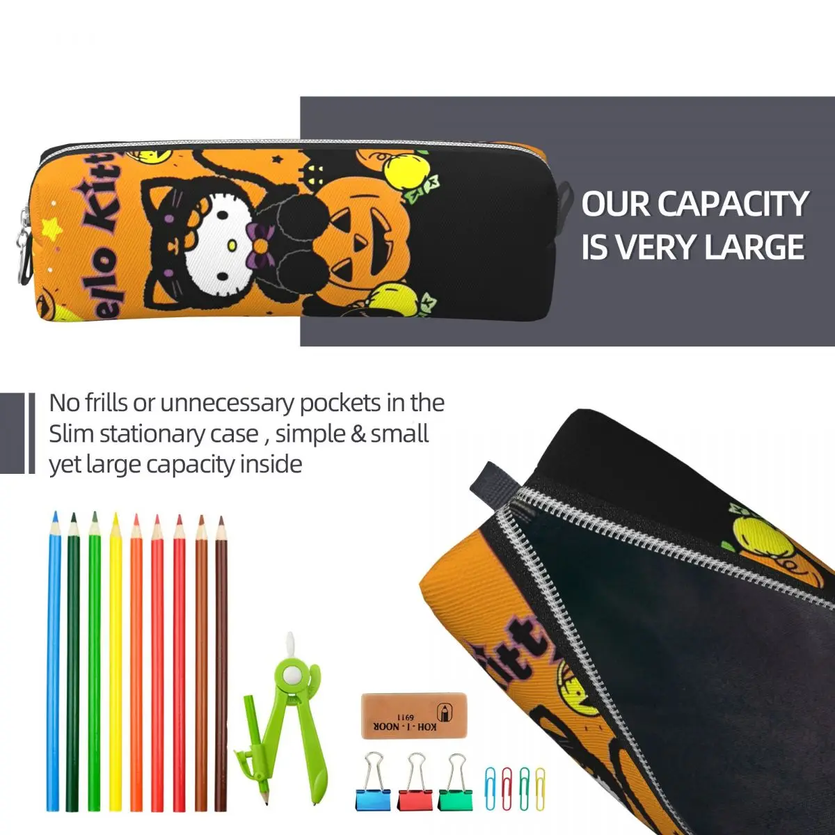 حقيبة مستحضرات التجميل اللطيفة للهالوين من هالو كيتي للنساء حقائب مكياج للسفر مقاومة للماء حقيبة أدوات الزينة منظم الحقيبة