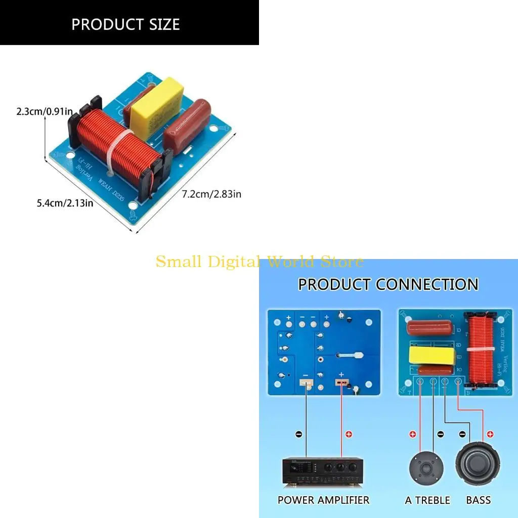 77UB High Low Pass 2 Way Crossovers Filter D235, 80W Power Handling Divider for 4 8Ω Speakers, Clear Sound Enhancement