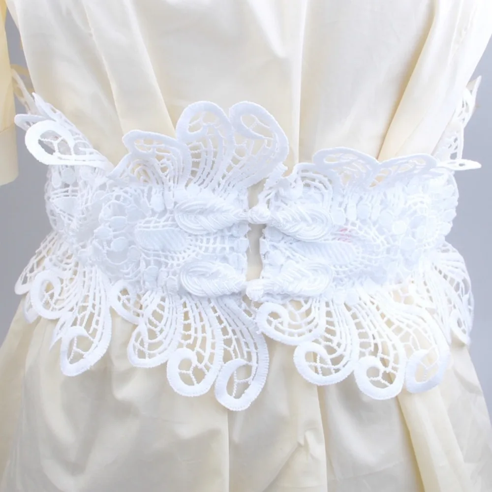 Fashion Solid Color Lace Cummerbunds Elastic Hollow Corset Belt Tie Rope Waistband Wide Waist Corset Wedding