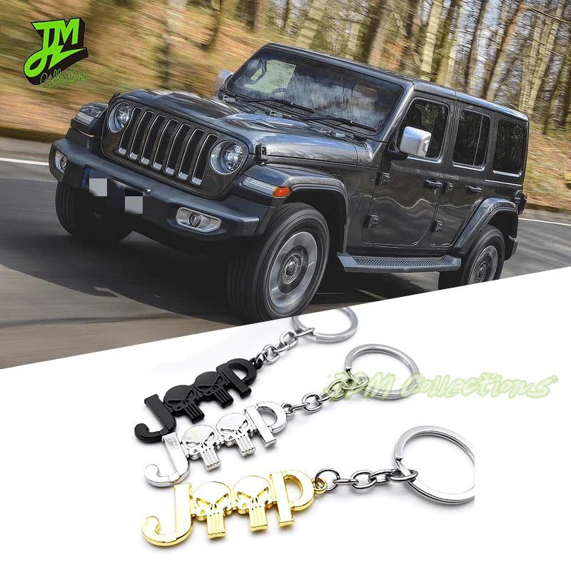 Metal Skull Keyring Car Keychain Key Chain Creative For Jeep Renegade Wrangler Rubicon JK JL JKU TJ YJ CJ Grand Cherokee Compass