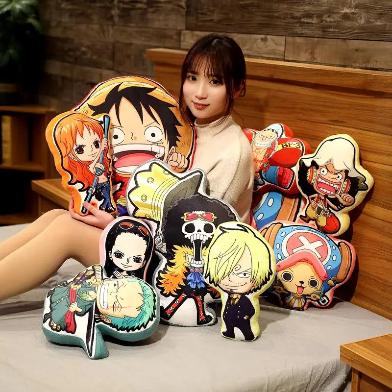 One Piece Pillow Anime Doll Luffy Roronoa Zoro Sanji Chopper Usopp Cartoon Peripherals Stuffed Toys Cushion Pillow Birthday Gift