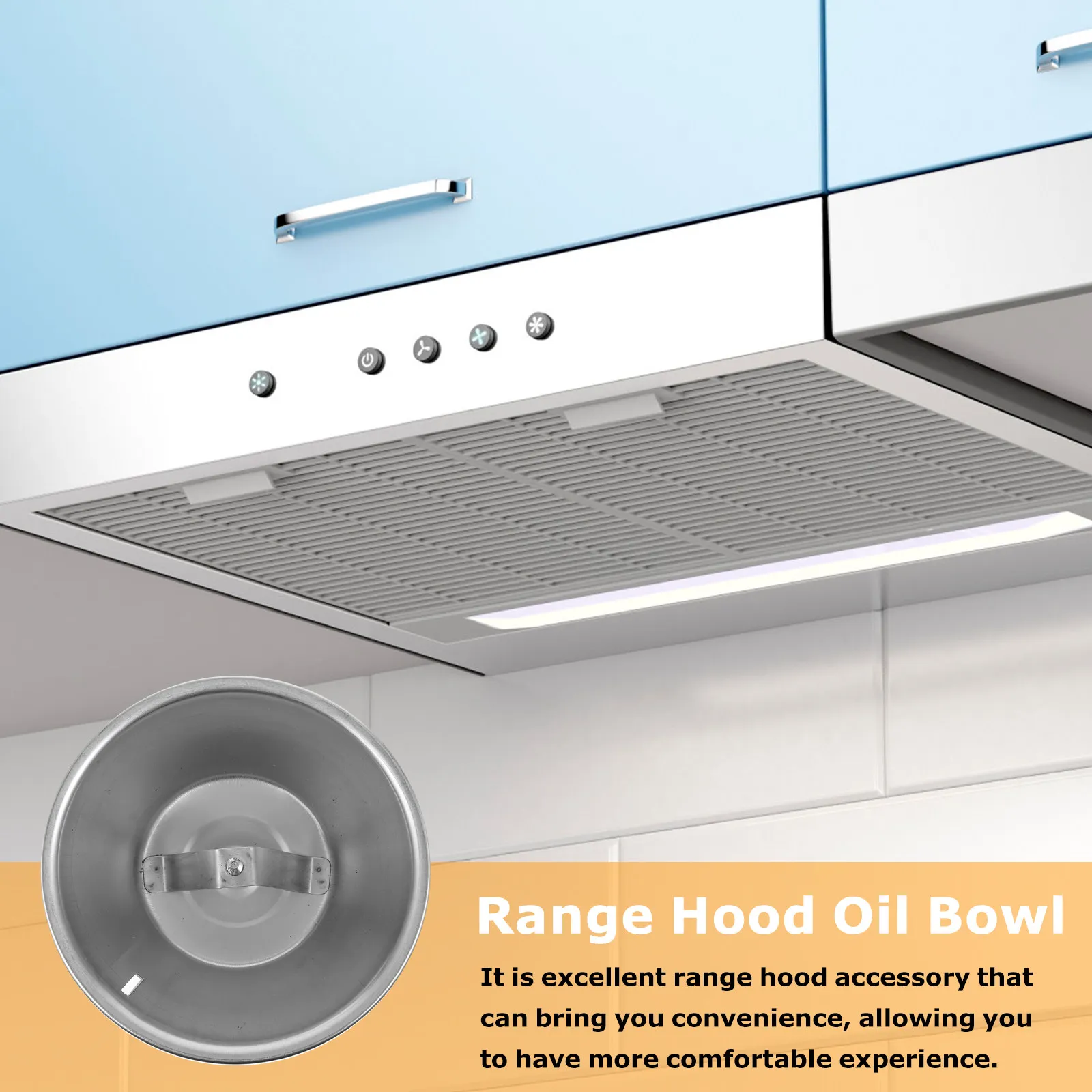 Stainless Steel Range Hood Oil Collection Cup Long-Lasting Oil Catcher Bowl Easy Installation Replacement Part for Kitchen