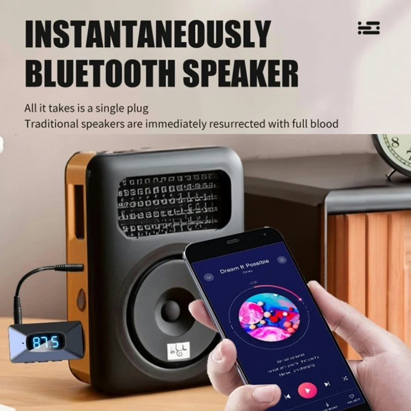 Carro Bluetooth 5.4 T65 Mini Receptor Transmissor USB com Display LED Chamada Handsfree Carro Kit-A75P