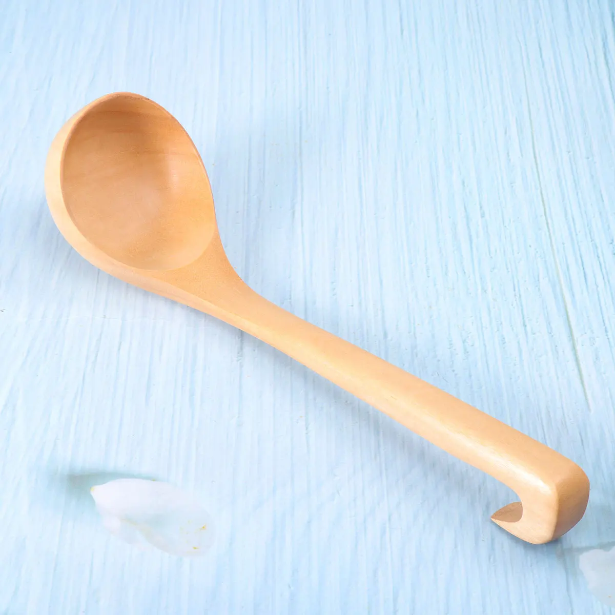 

1Pcs Wooden Soup Ladle Comfortable Handle Washable Kitchen Utensil Rustic Tableware for