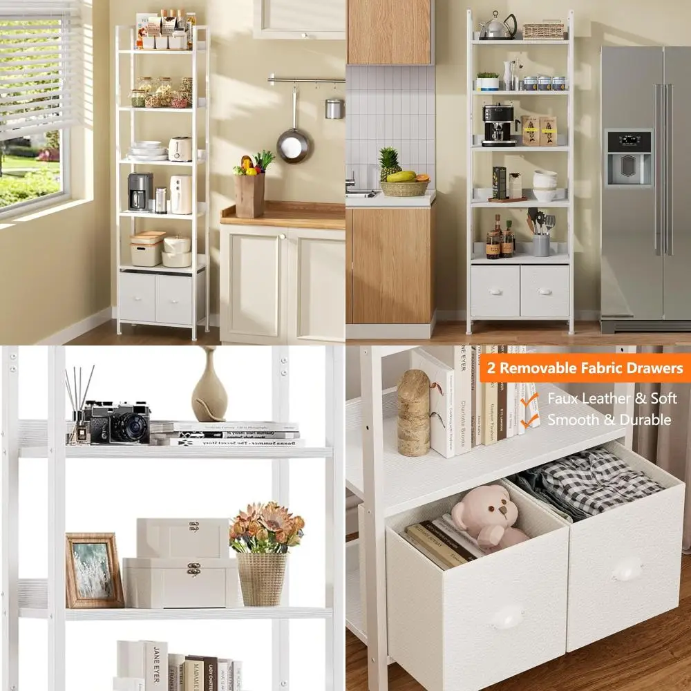 

Современная 6-уровневая высокая книжная полка с ящиками, 71-ярусное дерево и металл для хранения вещей для дома и офиса