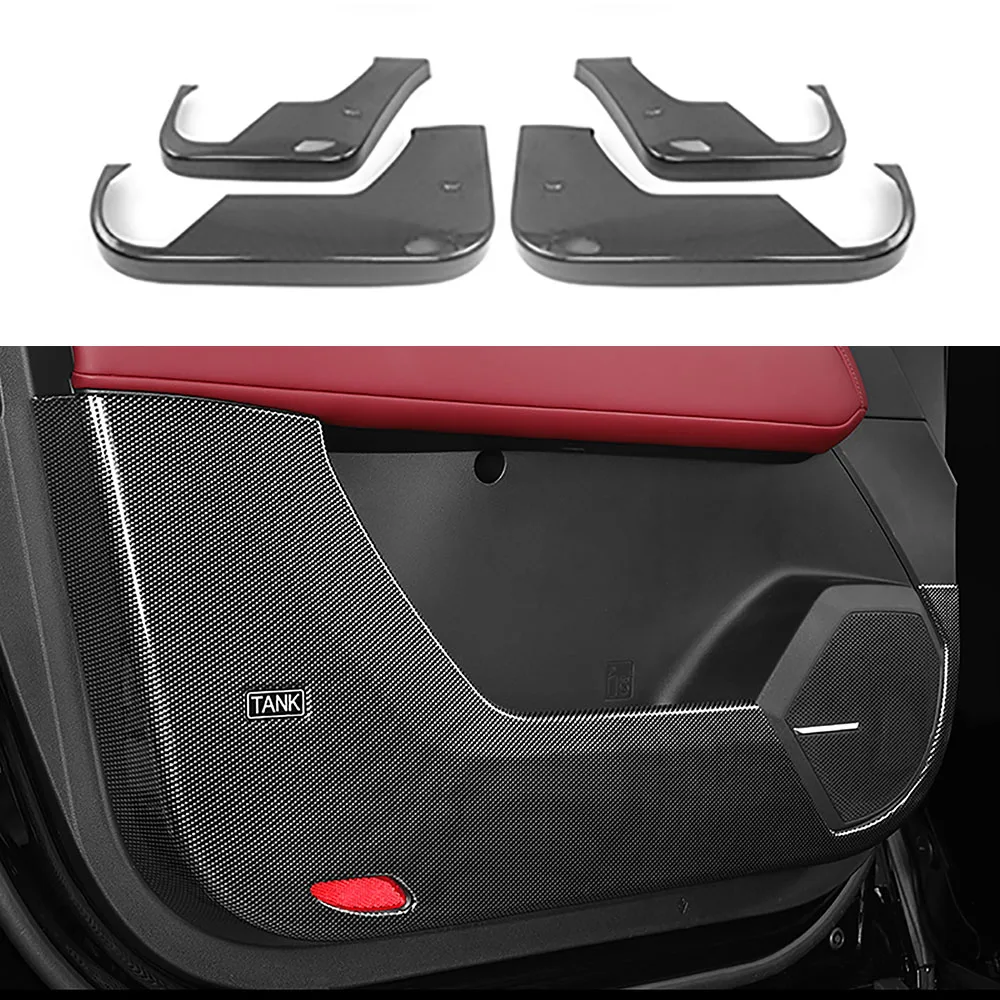 Car Carbon Fiber Color Door Kick Guard Anti-Scratch Dust-Proof Doormat Accessories Interior Pads For Tank 400 Hi4-T Hybrid