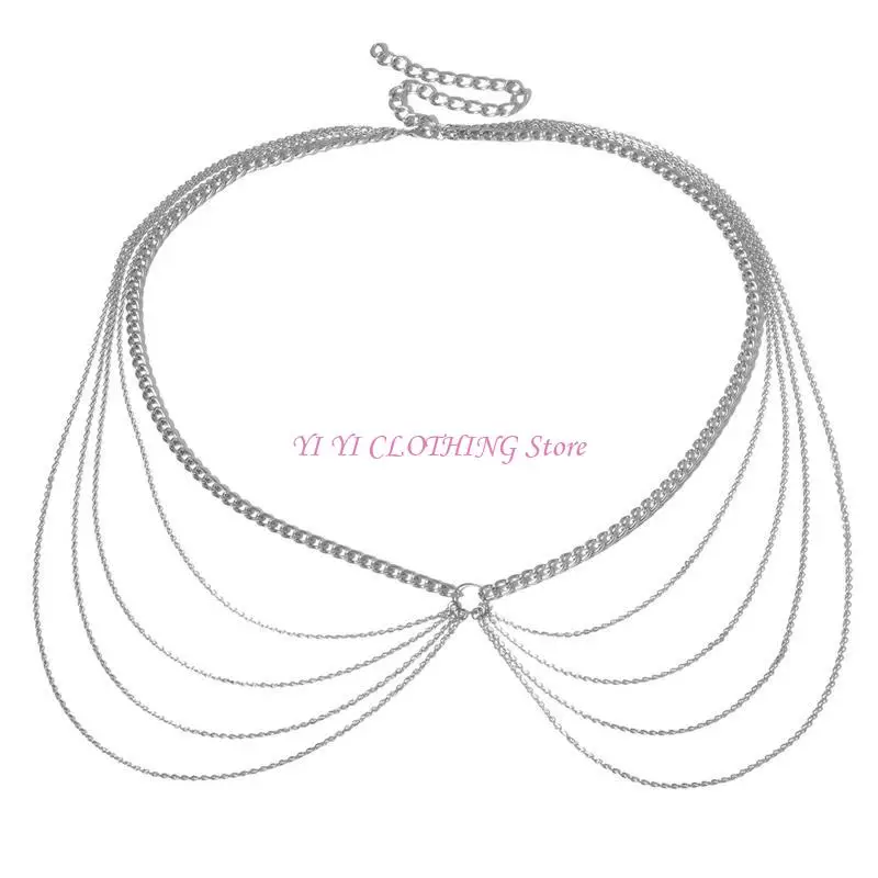 

N5KF Multi Layer Sexy Waist Belly Chain Belt for Women Alloy Long Tassel Decor Chain Dancing Party Body Accessories