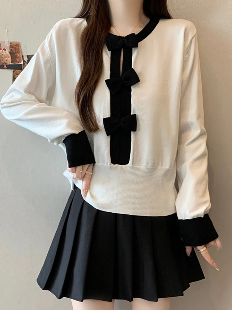 

Женский вязаный свитер с круглым вырезом и длинными рукавами, мягкий, однотонный, базовый, зимний, новинка, универсальный, в стиле Gentle Wind