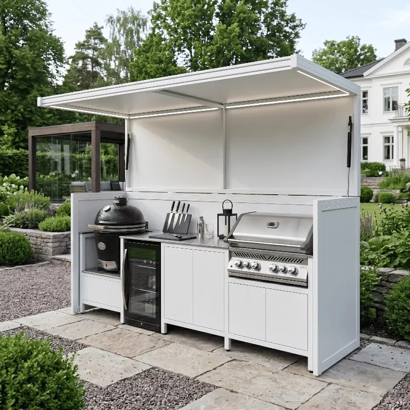 304 stainless steel outdoor kitchen shed, formaldehyde-free, courtyard garden outdoor kitchen barbecue grill with cabinets