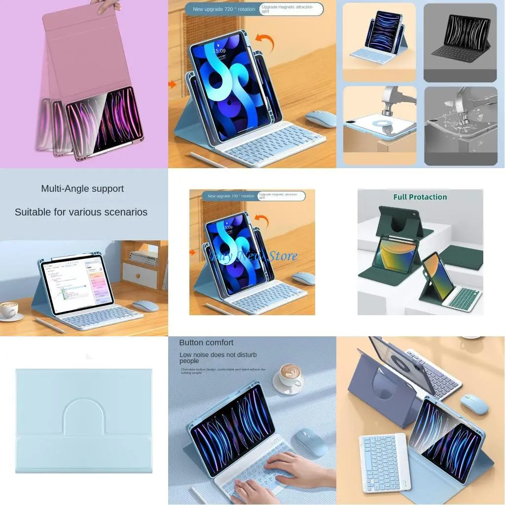 

20CE Tablets Wireless Keyboards Leather Stand for Air 4 Air 5 10.9inch