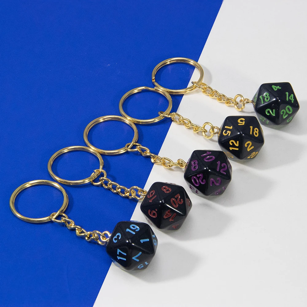 

20-сторонний черный брелок для ключей, сувениры для настольных игр DND, детский подарок, сумочка, красивые подвесные аксессуары