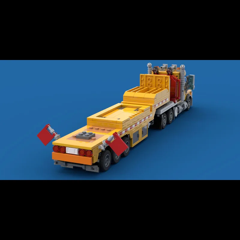 

MOC-230370 Желтый набор строительных блоков для грузовых автомобилей и прицепов, 669 предметов, игрушка-конструктор на день рождения, подарок для мальчиков и детей