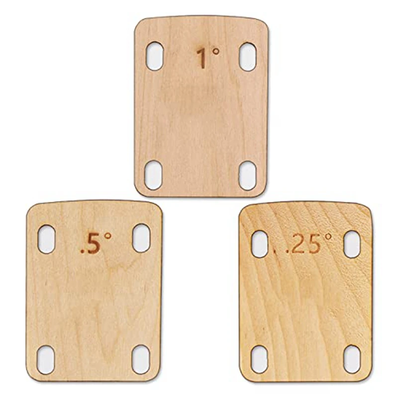 Cuñas de cuello de guitarra de 3 piezas, protección de cuña de cuello de guitarra de madera de arce macizo, herramienta de placa de cuello de guitarra de 0,25, 0,5 y 1 grado