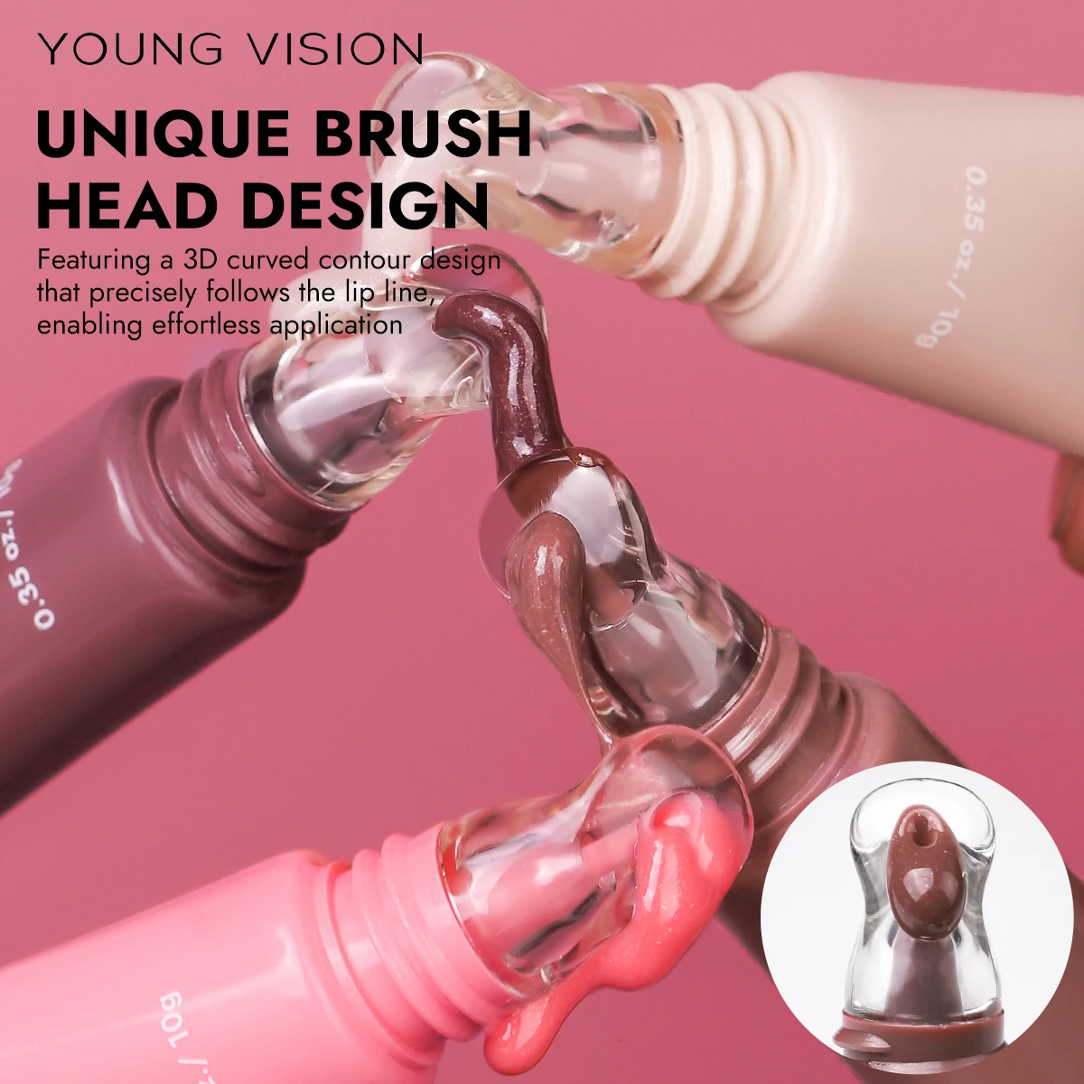 YOUNG VISION 6-Farben-Lipgloss, matt, fein schimmernd, feuchtigkeitsspendend, feuchtigkeitsspendend, Kristallglanz, Lipgloss-Schichtung