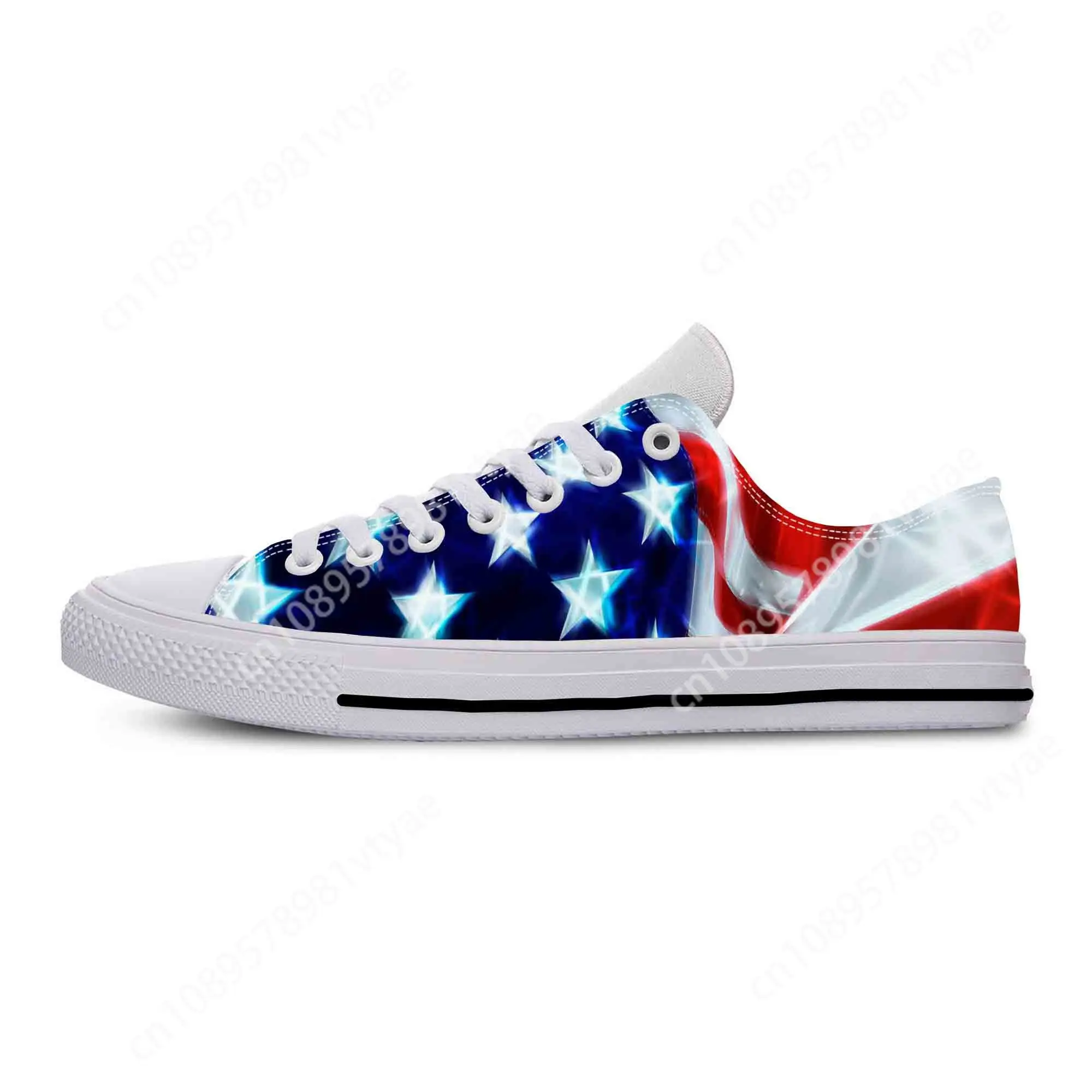 

American America USA US Flag Patriotic Pride Funny Casual Cloth Shoes Low Top Comfortable Breathable 3D Print Men Women Sneakers