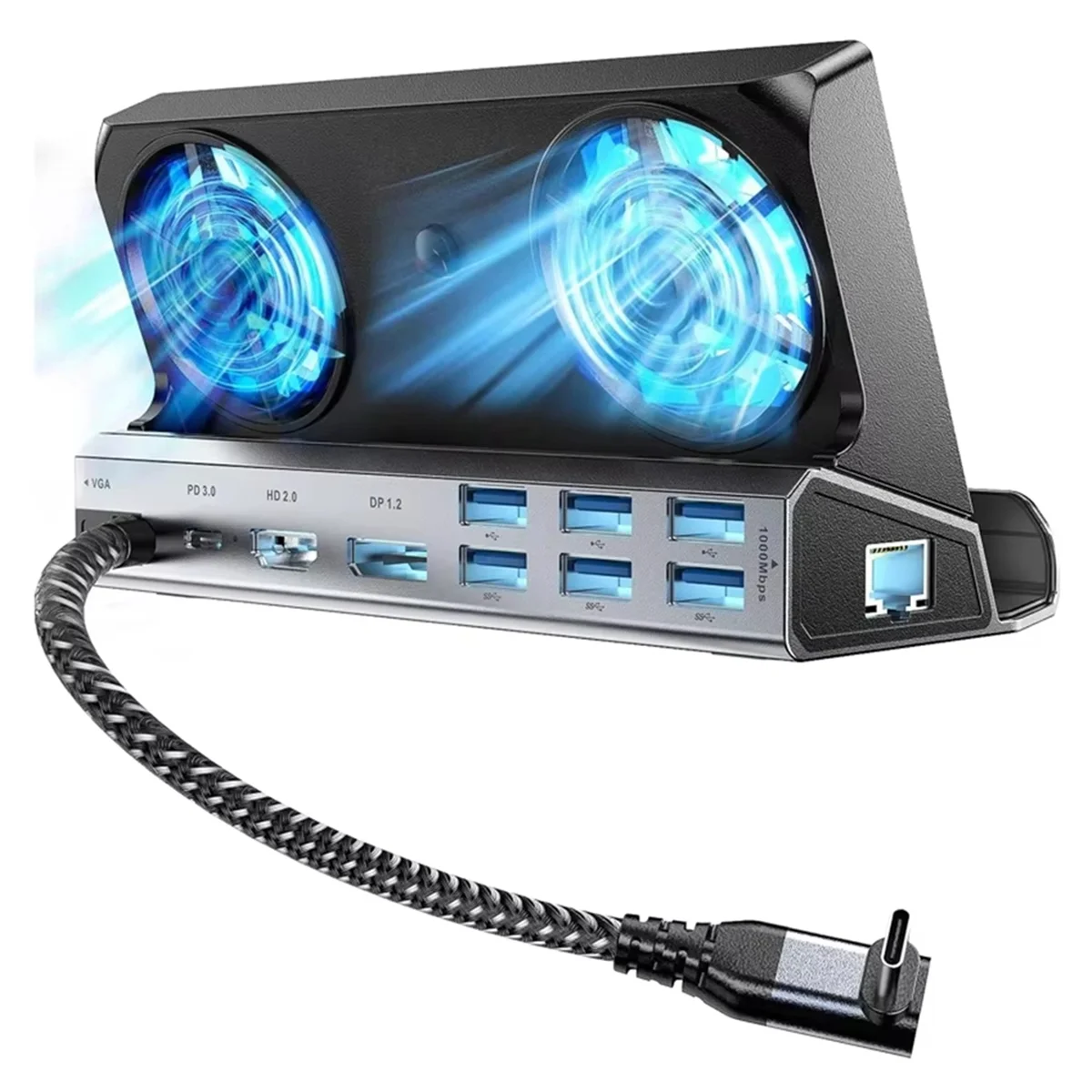 

2025 New 11 in 1 Docking Station with Dual Cooling Fans for ,4K 60 Hz 1080P 100W PD for Ally/Switch/Legion Go