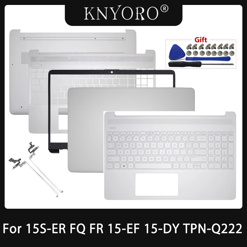 New White Case For HP 15S-FQ 15S-ER 15S-FR 15-EF 15-DY TPN-Q222 TPN-Q230 LCD Screen Back Cover Palmrest Bottom Case Replacement