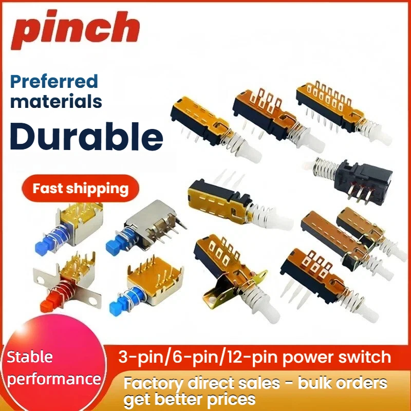20PCS Piano key switch 12-pin 6-pin 8-pin A03 direct key self-locking non-locking button DC single row 3-pin-12e05 22e05