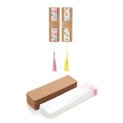 Set of 100 Kraft Bookmarks Sleeve Cover Resin Holder Blank Sleeve for DIY Crafts