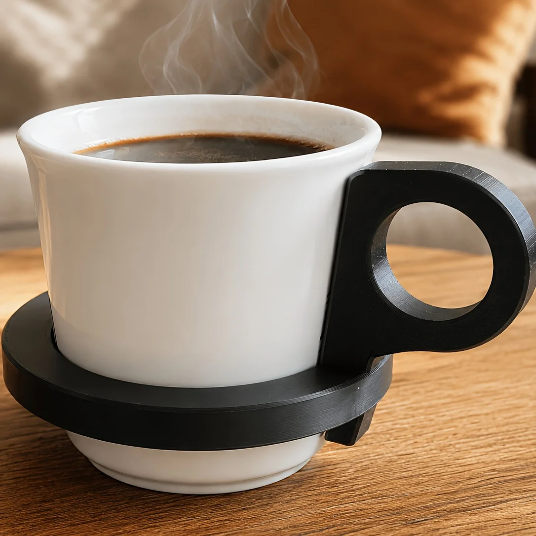 3D Printed Cup Sleeve with an Ergonomic Handle, Non-slip Drink Coaster. Suitable for Disposable Cups, Ceramic Cups. - view 4