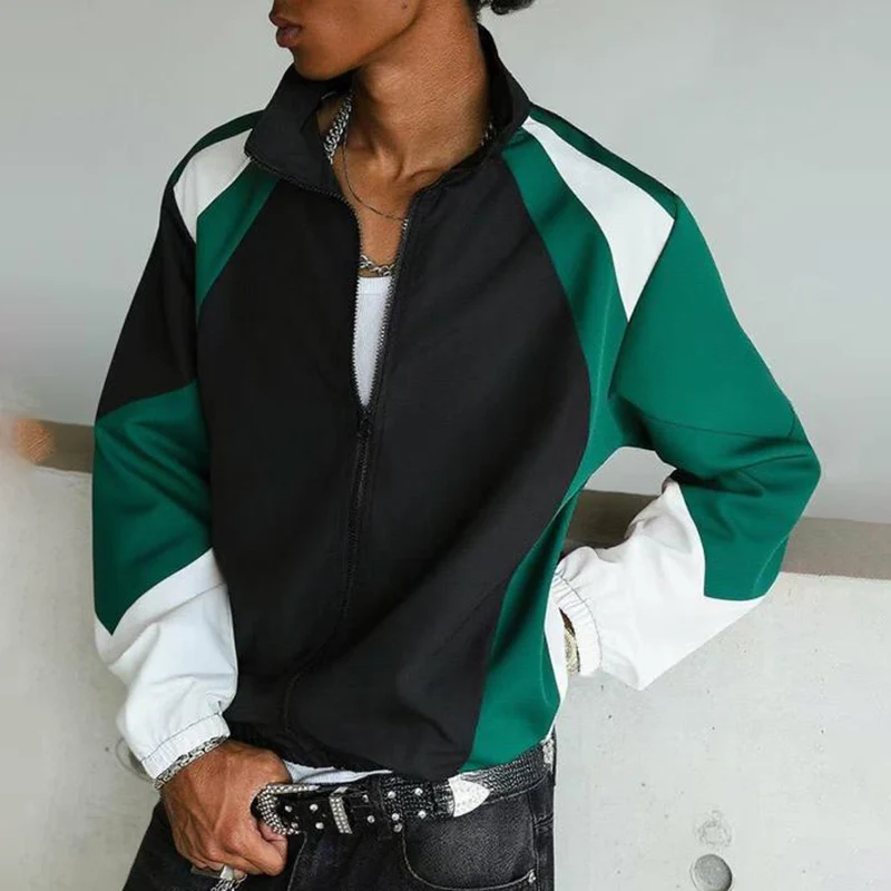 

New Color-blocked Jacket Men Lightweight Hip Hop Coat High-quality Windproof Wear-resistant Jacket Fashion Autumn Boyfriend Gift