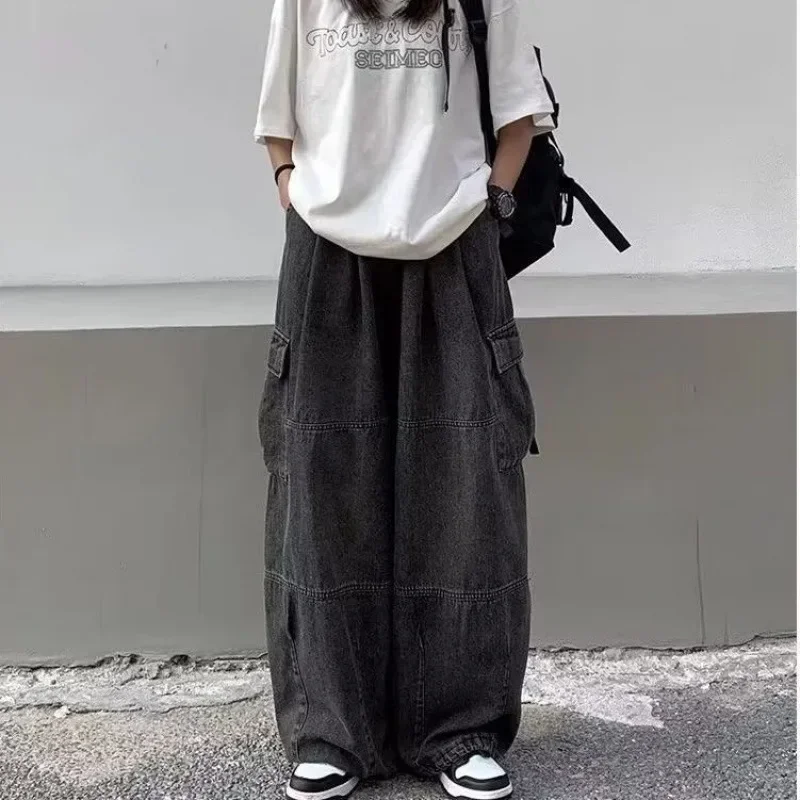 2023 frühling Herbst Hosen y2k baggy jeans für männer Breite bein Hosen Taschen Elastische Taille Streetwear Lose bequeme Hosen