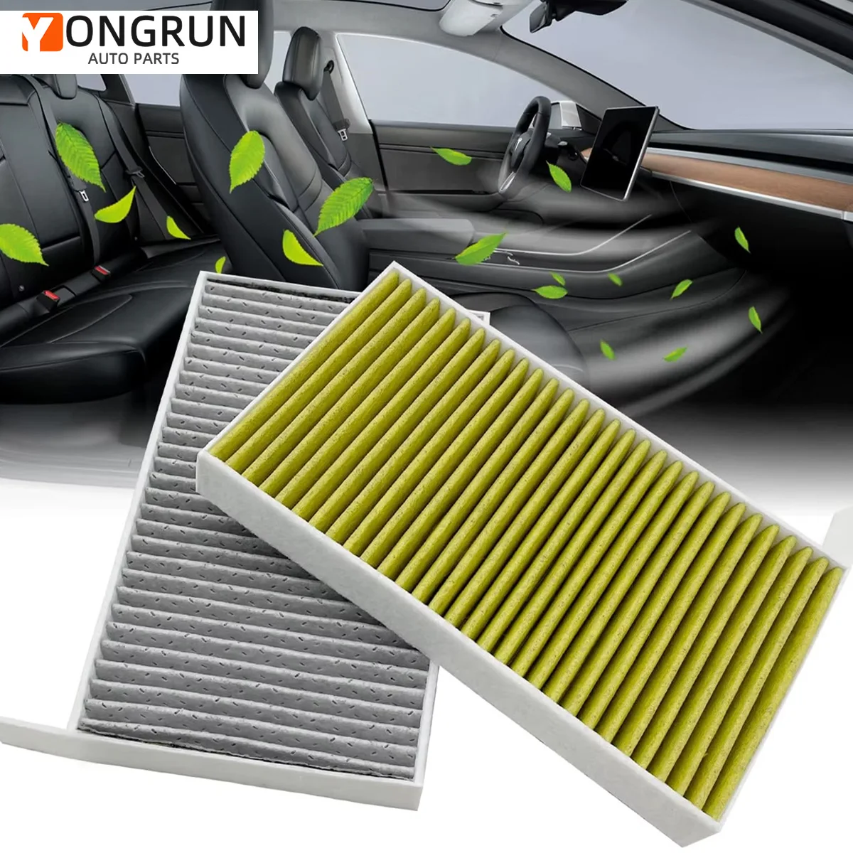 Car Air Filters With Activated Carbon For Tesla Model 3/Model Y Air Conditioning Cabin Filter Air Cleaning Suitable For Tesla