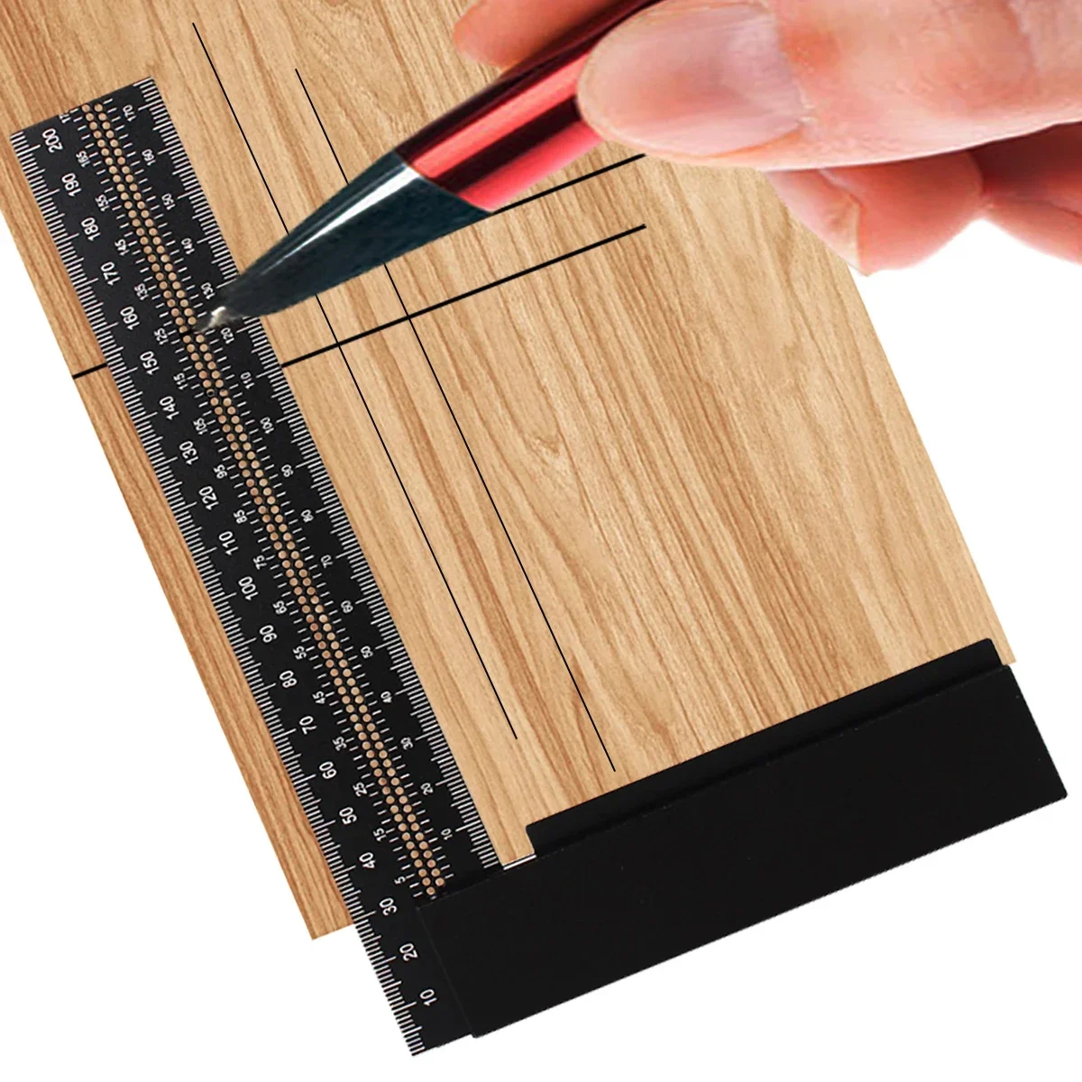 Carpenter Woodworking Angle Ruler Marker Square Parallel Layout Tool Scribe Ruler Aluminum Right Precise Line Alloy Points