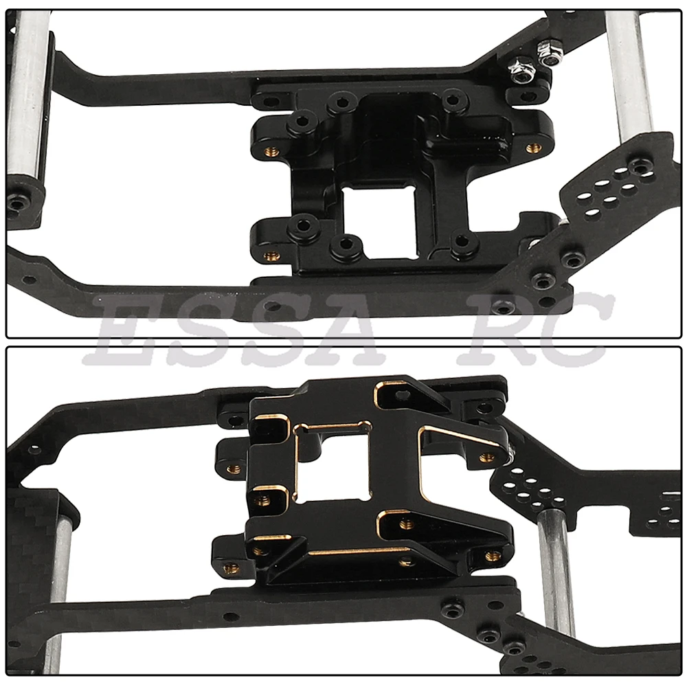 Carbon Fiber Chassis Kit Frame Girder with Brass Skid Plate for 1/18 RC Crawler TRX4M Bronco LCG Upgrade Part