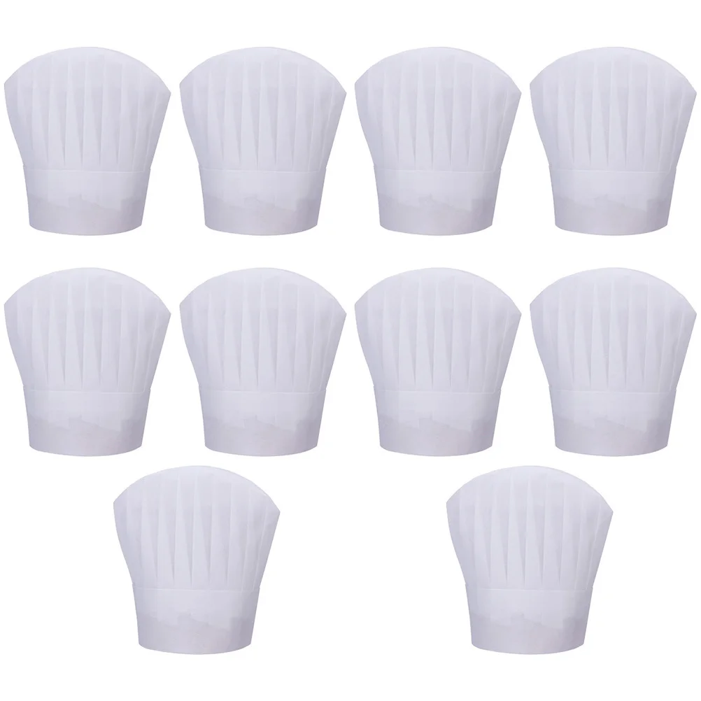 

10pcs Disposable Hat 58Cm Non-Woven Lightweight Cooking Cap For Kitchen Restaurant Hotel Oil Proof Working Hat Food Server Use