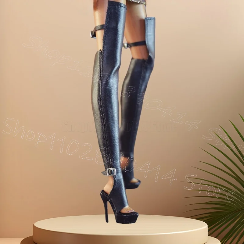 

Metal Buckle Black Sewing Design Sandals Boots Buckle Strap Women Shoes Thin High Heels Open Toe Party 2026 Zapatos Para Mujere