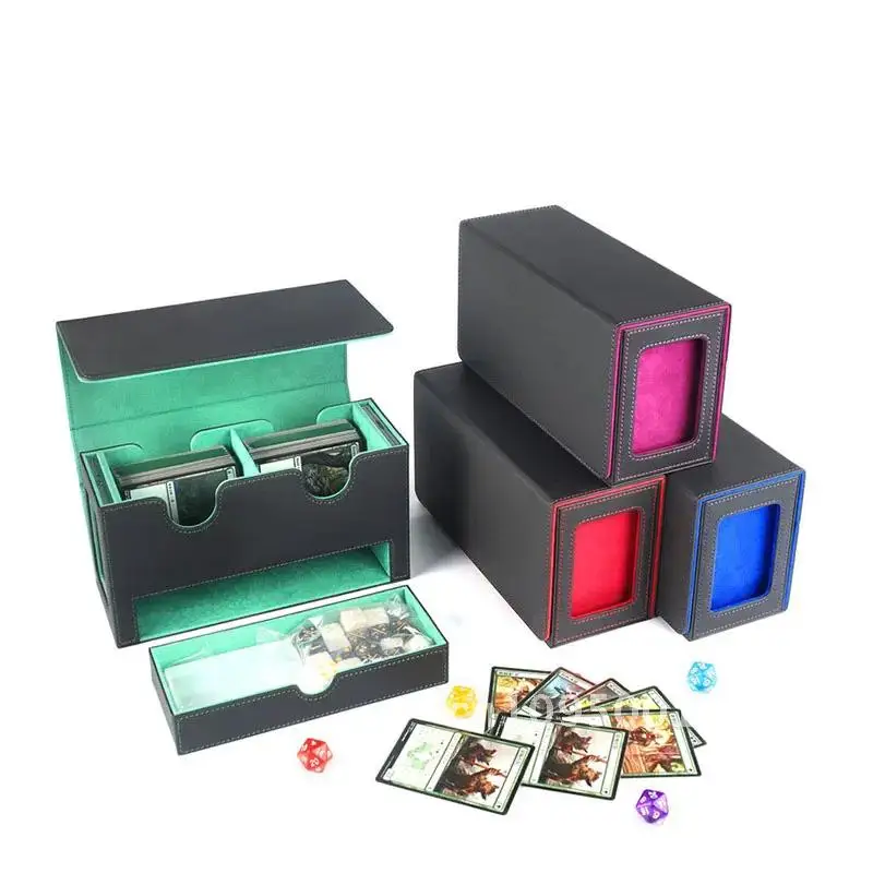 Box Magnetic Game Card Deck Storage Box Double Grid MTG Display PU Storage Card Case Card Games Card Holder Commander Board