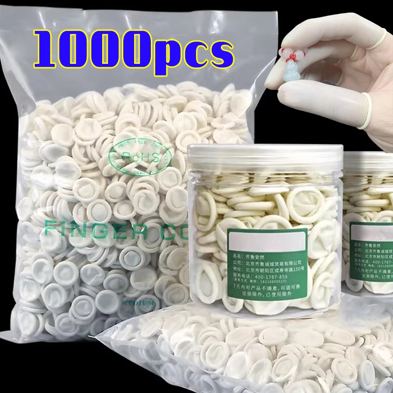 1000pcs White Disposable Finger Cots Gloves Dust-proof Anti Slip Multi-purpose Durable Finger Cots Fingertip Cleaning Tools