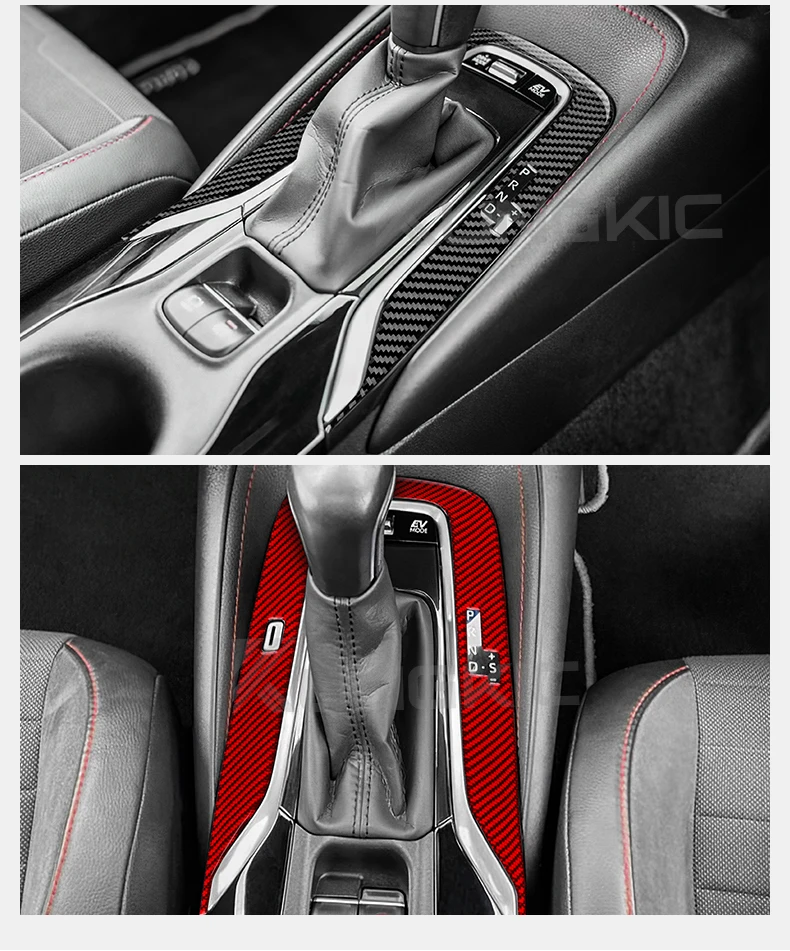 Echter, weicher Carbonfaser-Aufkleber für Toyota Corolla 2019 2020 2021 2022 2023 2024, RHD LHD, Mittelkonsole, Schalthebel-Zubehör – Detail 8