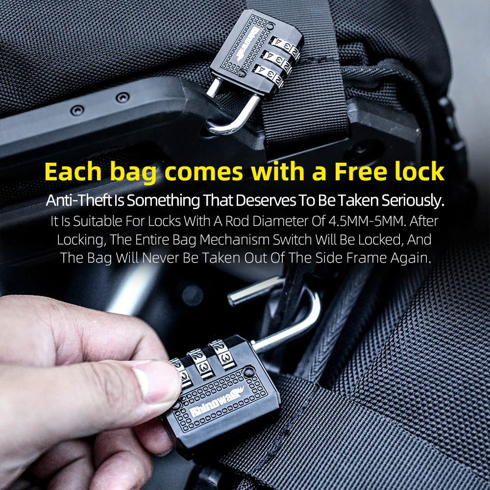 Rhinowalk Motorcycle Side Bag Waterproof 35L Motorbike Saddle Tail Pannier Travel Luggage Storage Bag Riding For BMW KTM