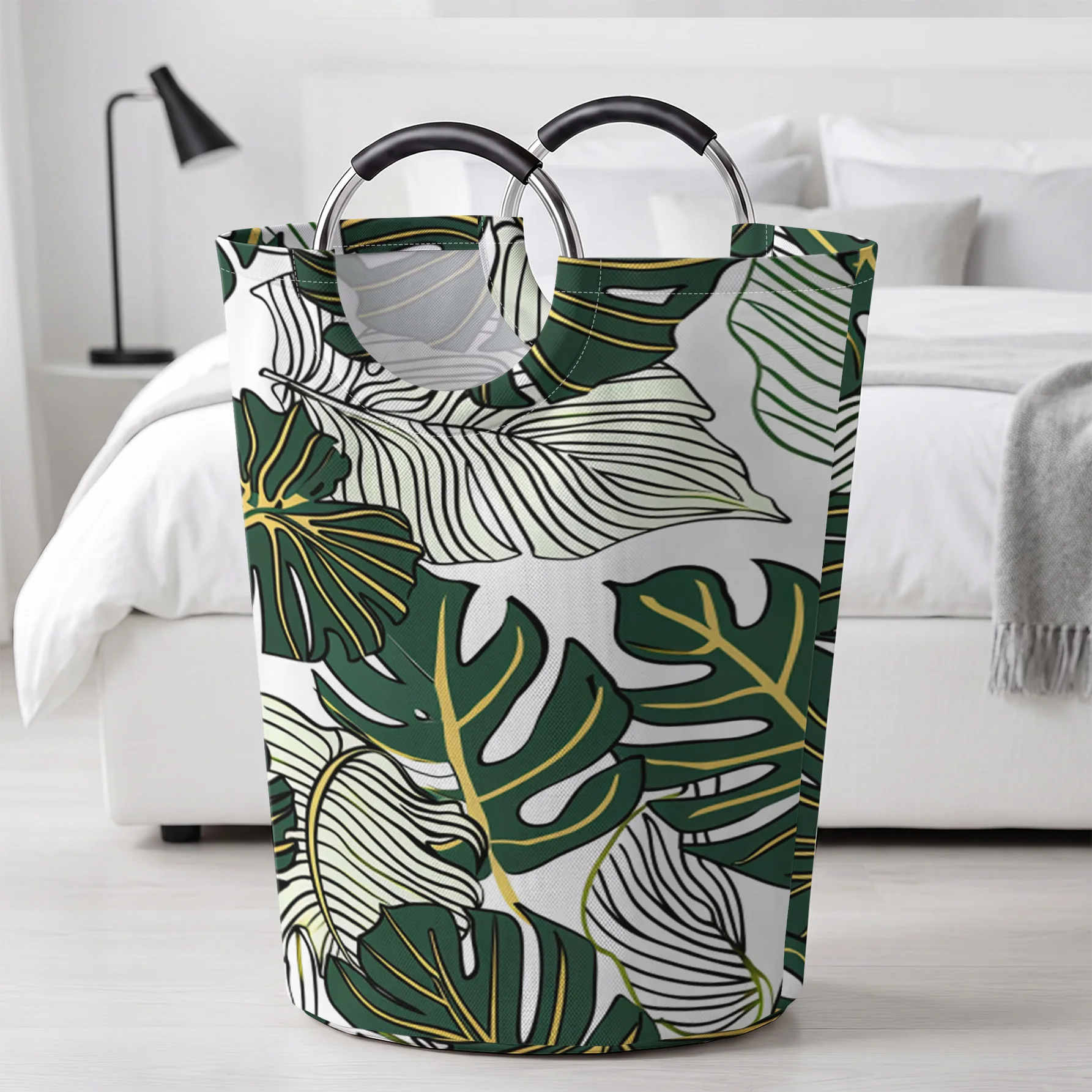Tropical Monstera Leaves All‑Over Print Handheld Storage Basket, For Laundry, Bedroom & Home Sundries Storage