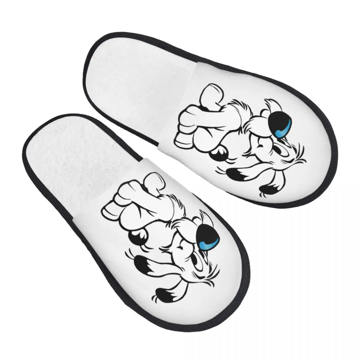 Custom Asterix And Obelix Dogmatix Guest Slippers for Hotel Women Funny Cartoon Dog Idefix House Slipper